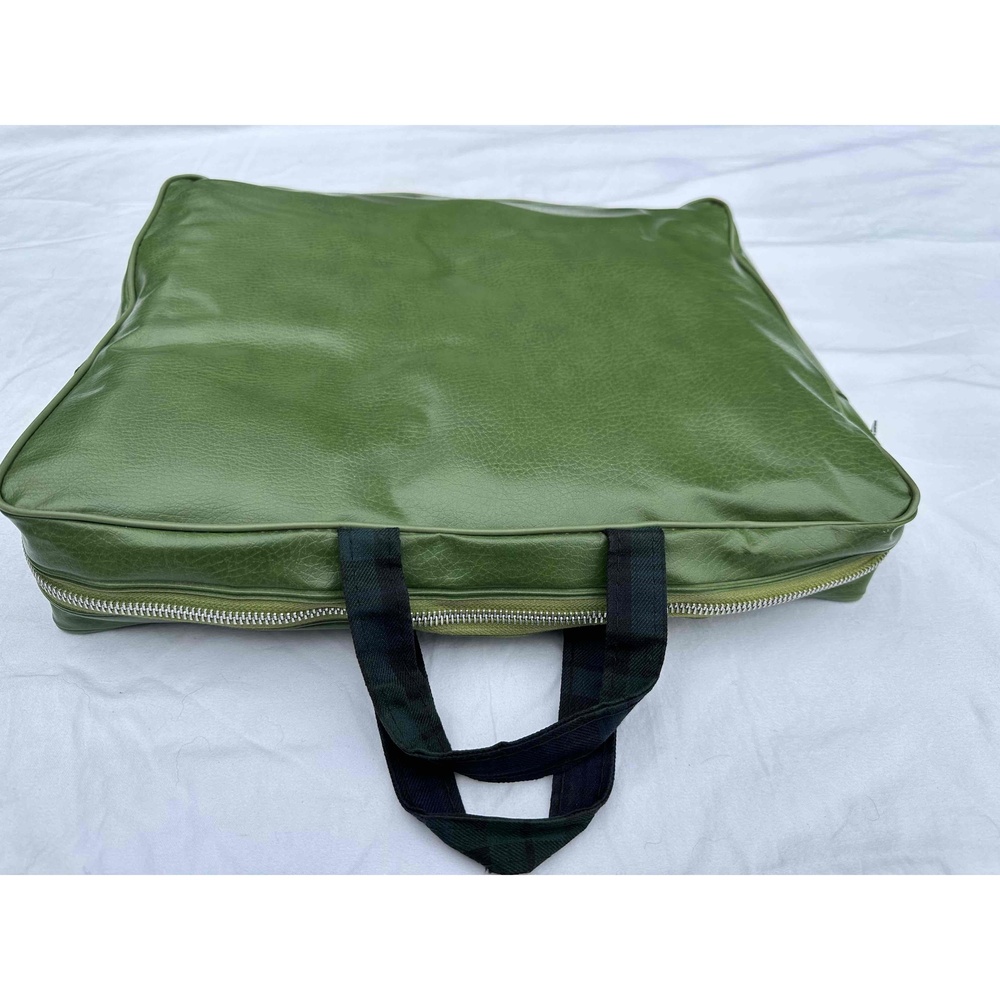 Troy Leisure Blanket Blue Green Plaid Zipper Bag Stadium Seat Cushion USA Made - Picture 5 of 16